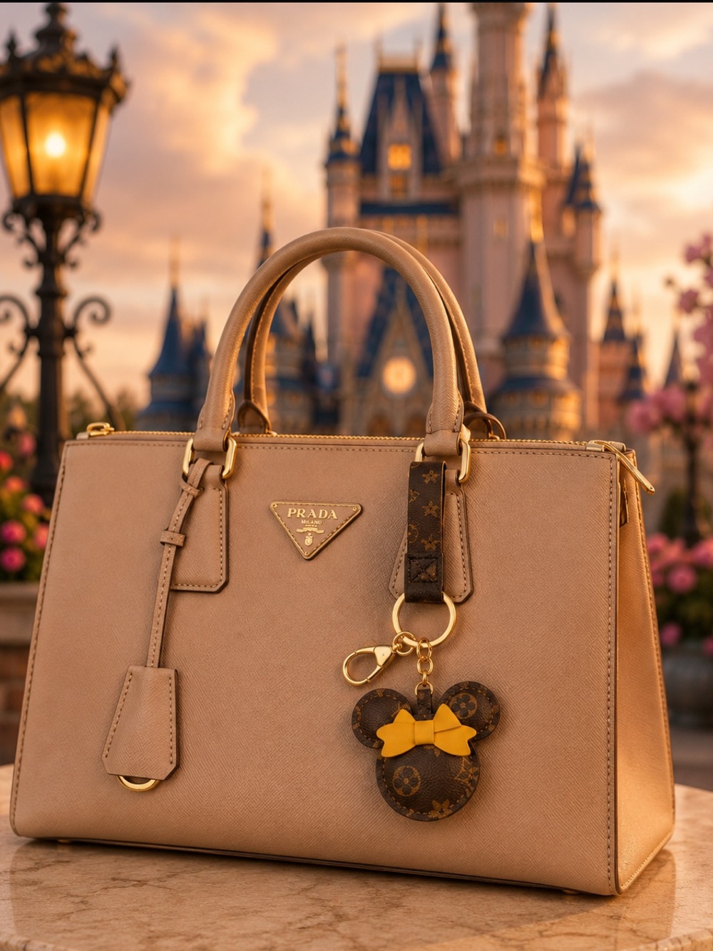 NWT‎ Novelty Inspired Monogram Mouse Ear Bag Charm Luxury Inspo Disney Parks